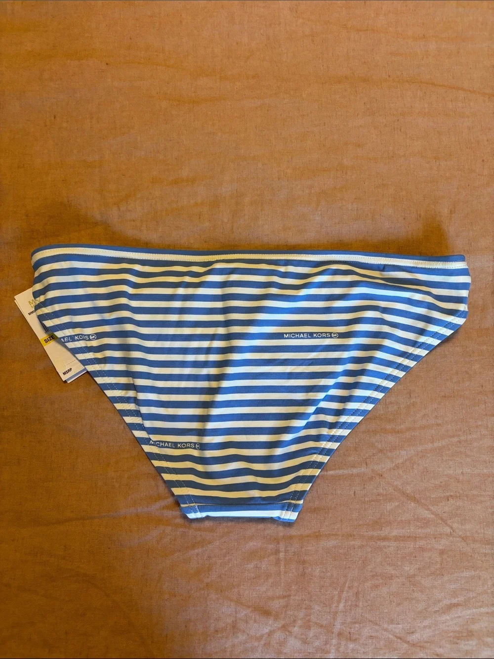 NWT Michael Kors Blue & White Striped Bikini Bottom - Women Medium Crew Blue